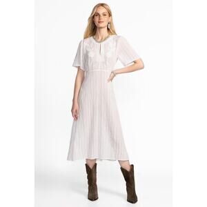 Johnny‎ Was Calme Mirah Effortless Dress L Embroidered Metallic Boho Western